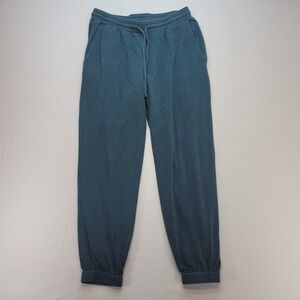 Eileen Fisher Joggers Womens M Blue Tencel Organic Cotton Drawstring Sweatpants